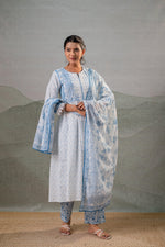 Thumbnail for Juniper Neelambar Skyblue Printed Flared Kurta Pant And Dupatta Set - Distacart