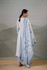Thumbnail for Juniper Neelambar Skyblue Printed Flared Kurta Pant And Dupatta Set - Distacart