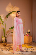 Thumbnail for Juniper Gulnaar Pink Printed Flared Kurta Pant And Dupatta Set - Distacart
