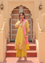 Thumbnail for Juniper Floral Printed Lime Kurta Set - Distacart