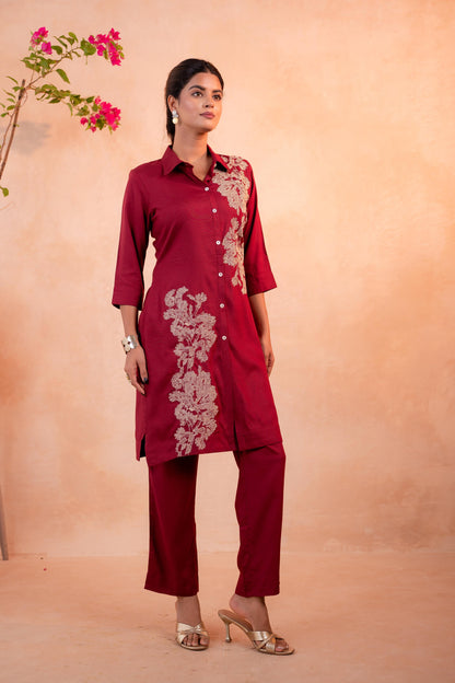 Juniper RedWood Bloom Printed Kurta Set - Distacart