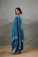 Thumbnail for Juniper NeelraIndigo Teal Printed Kurta Pant And Dupatta Set - Distacart