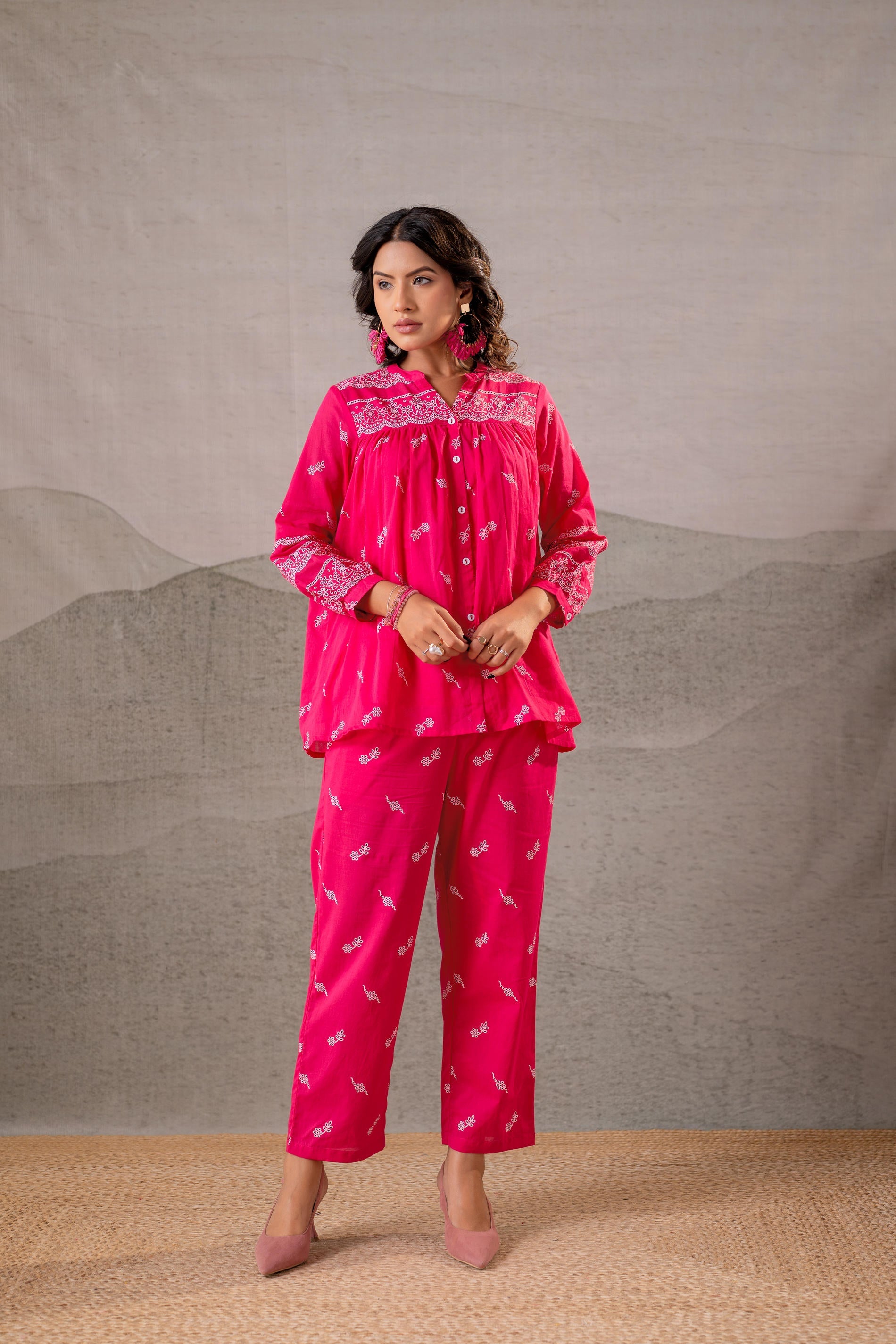Juniper Ivory Kalaa Printed Tunic Set - Distacart