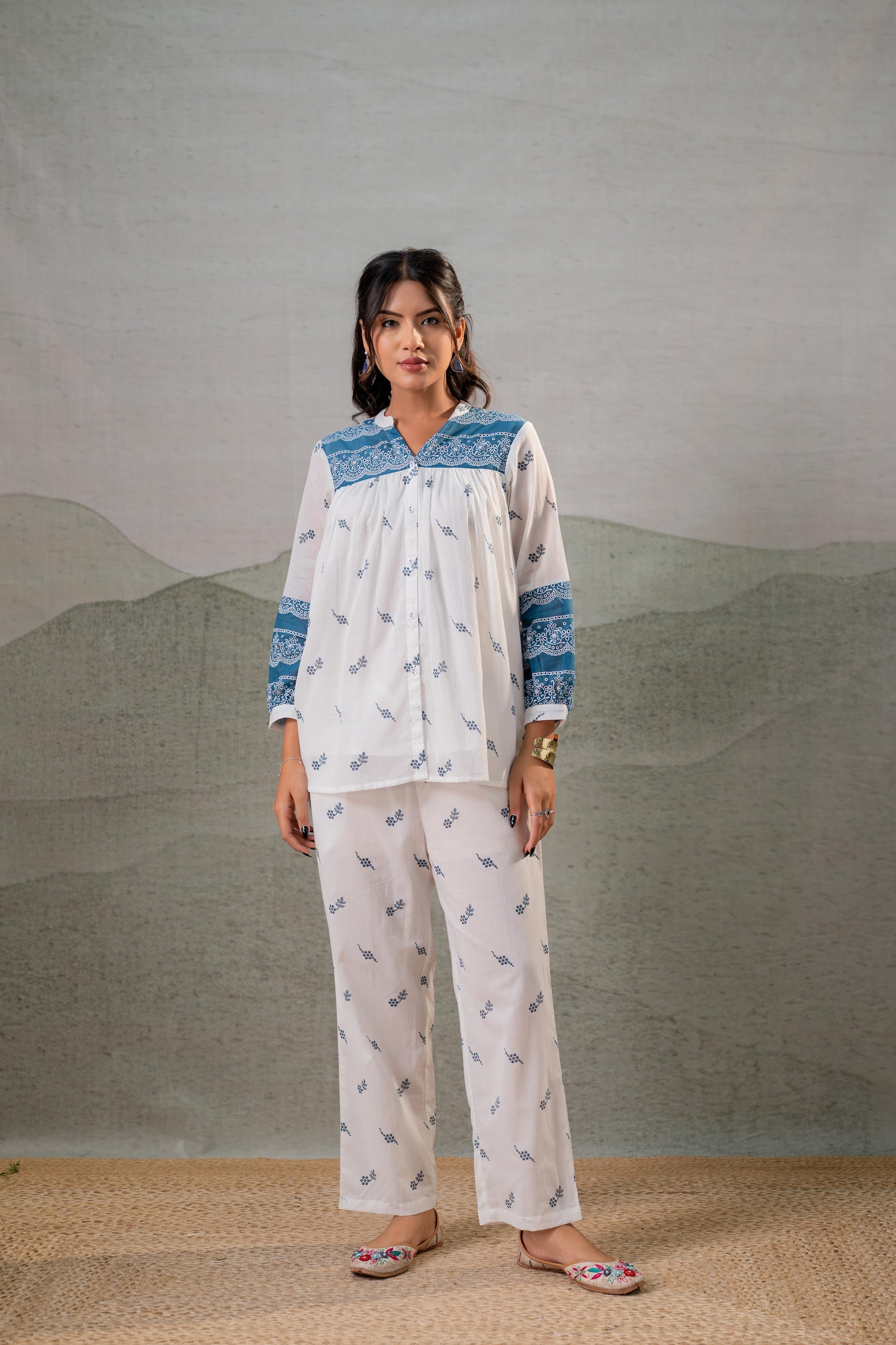 Juniper Ivory Kalaa Printed Tunic Set - Distacart