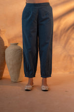 Thumbnail for Juniper Noir Ikat Echo Blue & White Printed Kurta Pant And Dupatta Set - Distacart