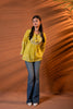 Juniper Lime Yellow Tie-Dye Printed Yoke Tunic with Flared Sleeves - Distacart