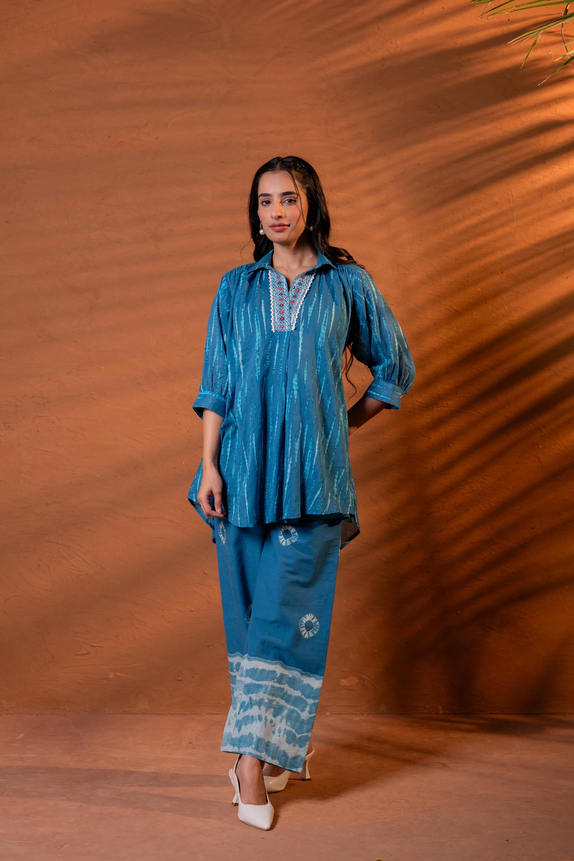 Juniper Neel Rekha Indigo Tunic Set - Distacart