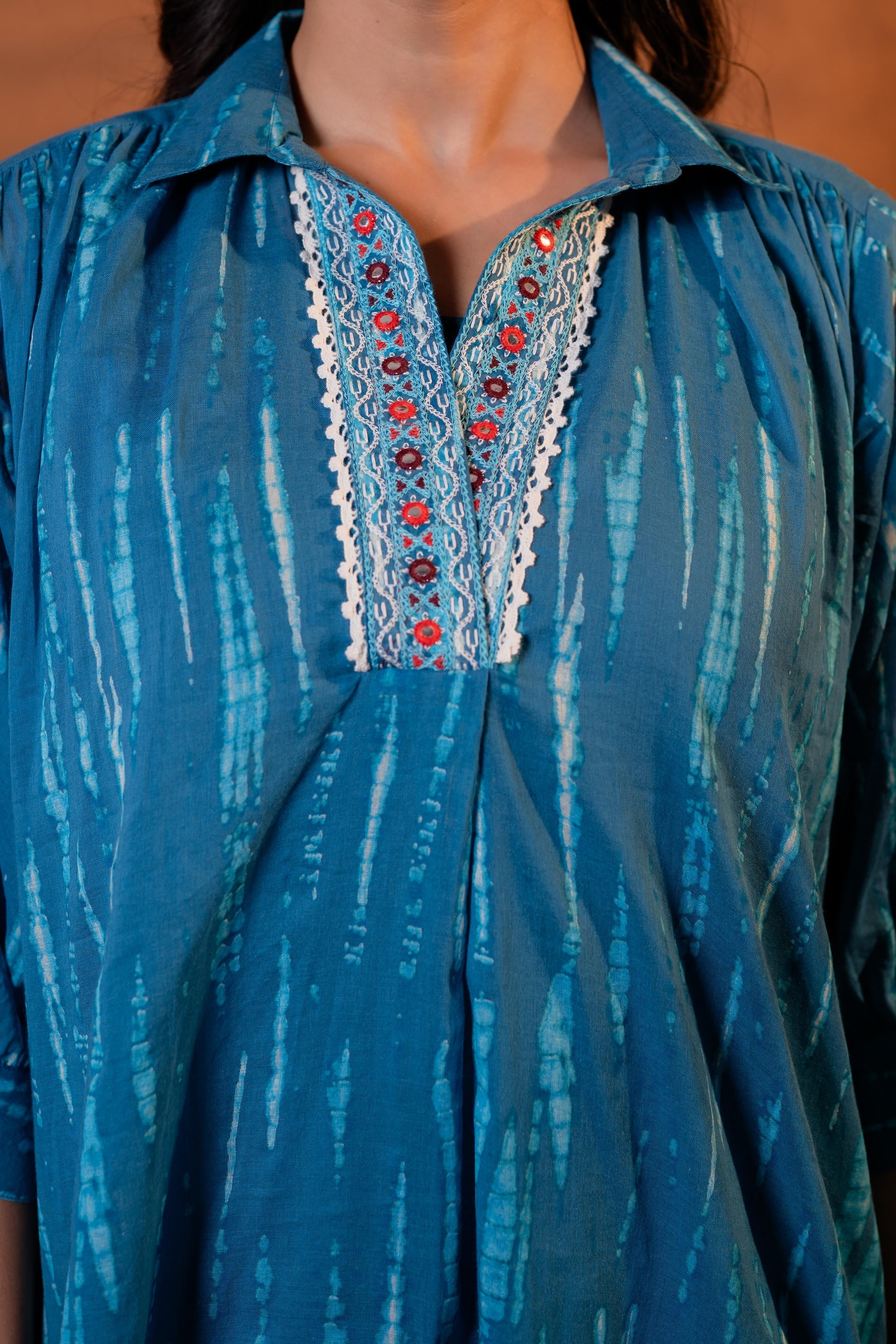 Juniper Neel Rekha Indigo Tunic Set - Distacart