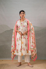 Thumbnail for Juniper Bloom Veil Floral Anarkali Kurta Pant And Dupatta Set - Distacart