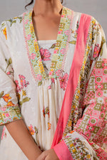 Thumbnail for Juniper Bloom Veil Floral Anarkali Kurta Pant And Dupatta Set - Distacart