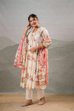 Thumbnail for Juniper Bloom Veil Floral Anarkali Kurta Pant And Dupatta Set - Distacart