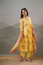 Thumbnail for Juniper Bloom Veil Floral Anarkali Kurta Pant And Dupatta Set - Distacart