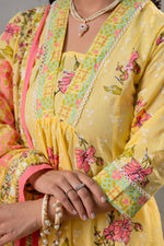 Thumbnail for Juniper Bloom Veil Floral Anarkali Kurta Pant And Dupatta Set - Distacart