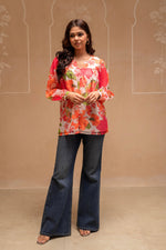 Thumbnail for Juniper Man Made Multicolor Fiber Floral Printed Tunic With Button Details