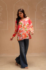 Thumbnail for Juniper Man Made Multicolor Fiber Floral Printed Tunic With Button Details