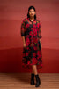 Juniper Black Floral Printed A-Line Kurta With Inner And Button Detailing - Distacart
