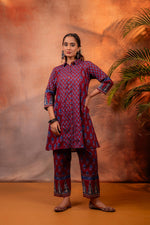 Thumbnail for Juniper Rangrez Maroon Ajrakh Co-ord Set - Distacart