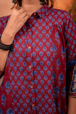 Thumbnail for Juniper Rangrez Maroon Ajrakh Co-ord Set - Distacart