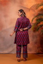 Thumbnail for Juniper Rangrez Maroon Ajrakh Co-ord Set - Distacart
