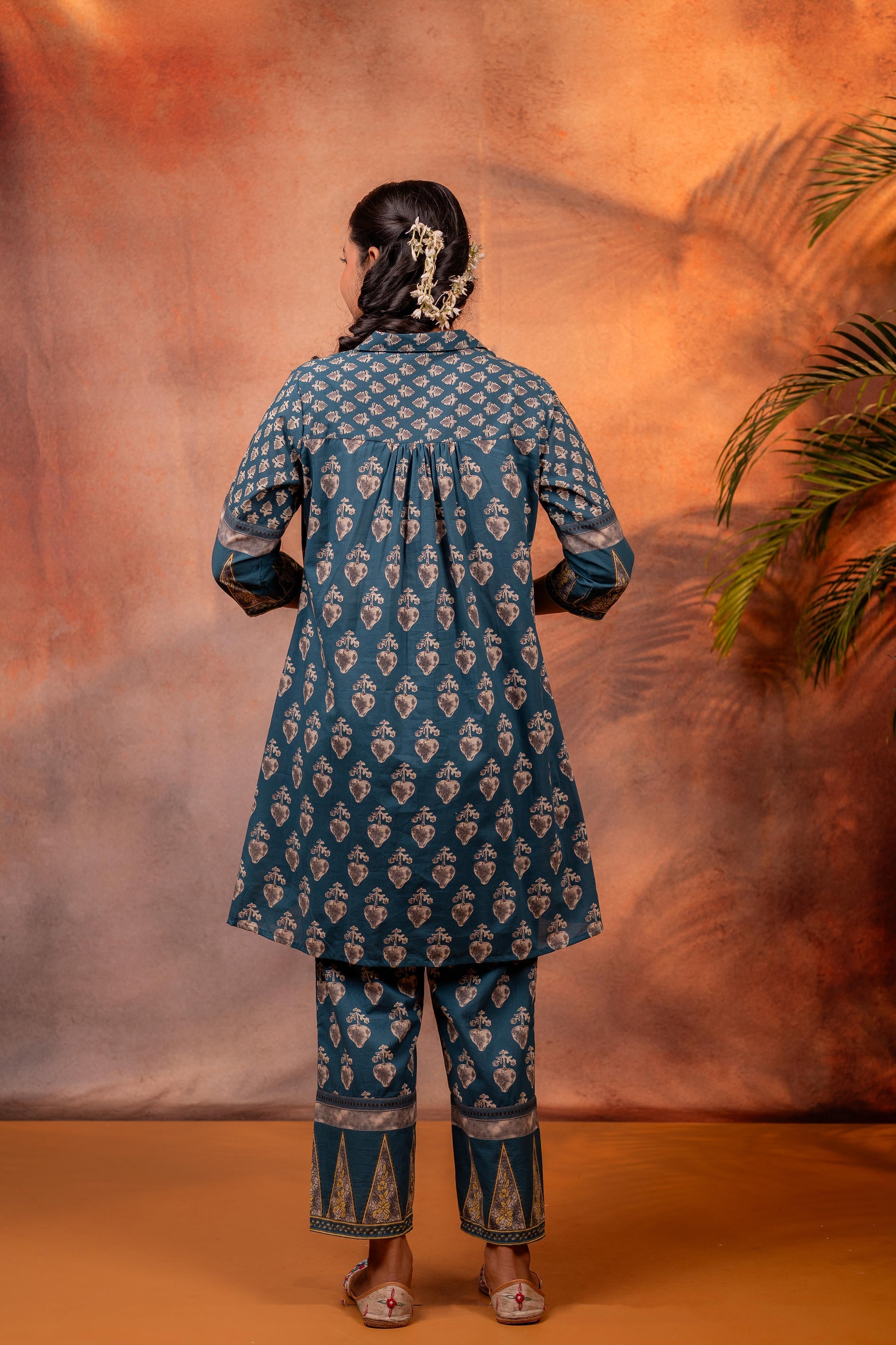 Juniper Rangrez TealGreen Ajrakh Co-ord Set - Distacart