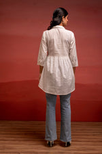 Thumbnail for Juniper Off White Solid Viscose Tunic With Thread Work
