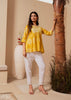 Juniper Mustard Ethnic Motifs Viscose Tunic With Thread Work And Mirror Detailing - Distacart