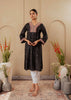 Juniper Black Striped Viscose Kurta With Embroidered Thread Work And Mirror Detailing - Distacart