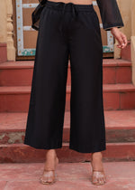 Thumbnail for Juniper Man Made Fiber Black Embroidered Kurta Pant And Dupatta Set With Zari Work And Sequin