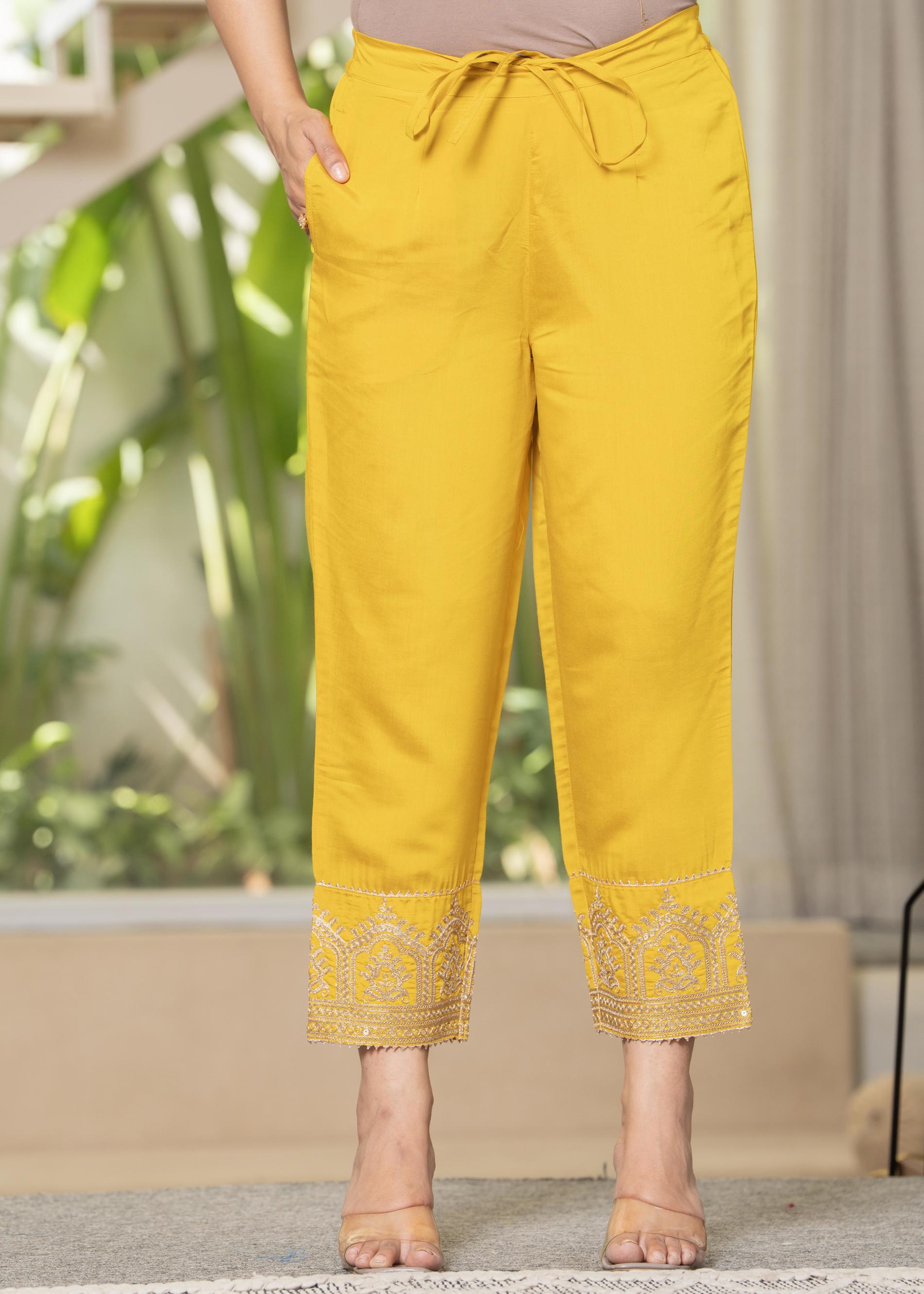 Juniper Viscose Mustard Embroidered Kurta Pant And Dupatta Set With Zari Work And Sequin