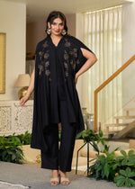 Thumbnail for Juniper Black Embroidered Cape Co-Ord Set