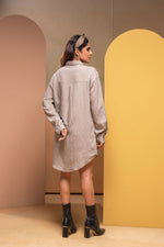 Thumbnail for Juniper Grey Solid Viscose Shirt With Beads Work