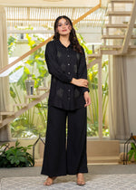 Thumbnail for Juniper Black Solid Viscose Shirt With Beads Work