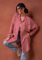 Thumbnail for Juniper Viscose Dusty Pink Embellished Shirt With Sequin & Bead Details