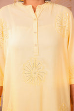 Thumbnail for Juniper Light Yellow Whisper Embroidered Comfort Co-ord - Distacart