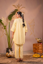 Thumbnail for Juniper Light Yellow Whisper Embroidered Comfort Co-ord - Distacart
