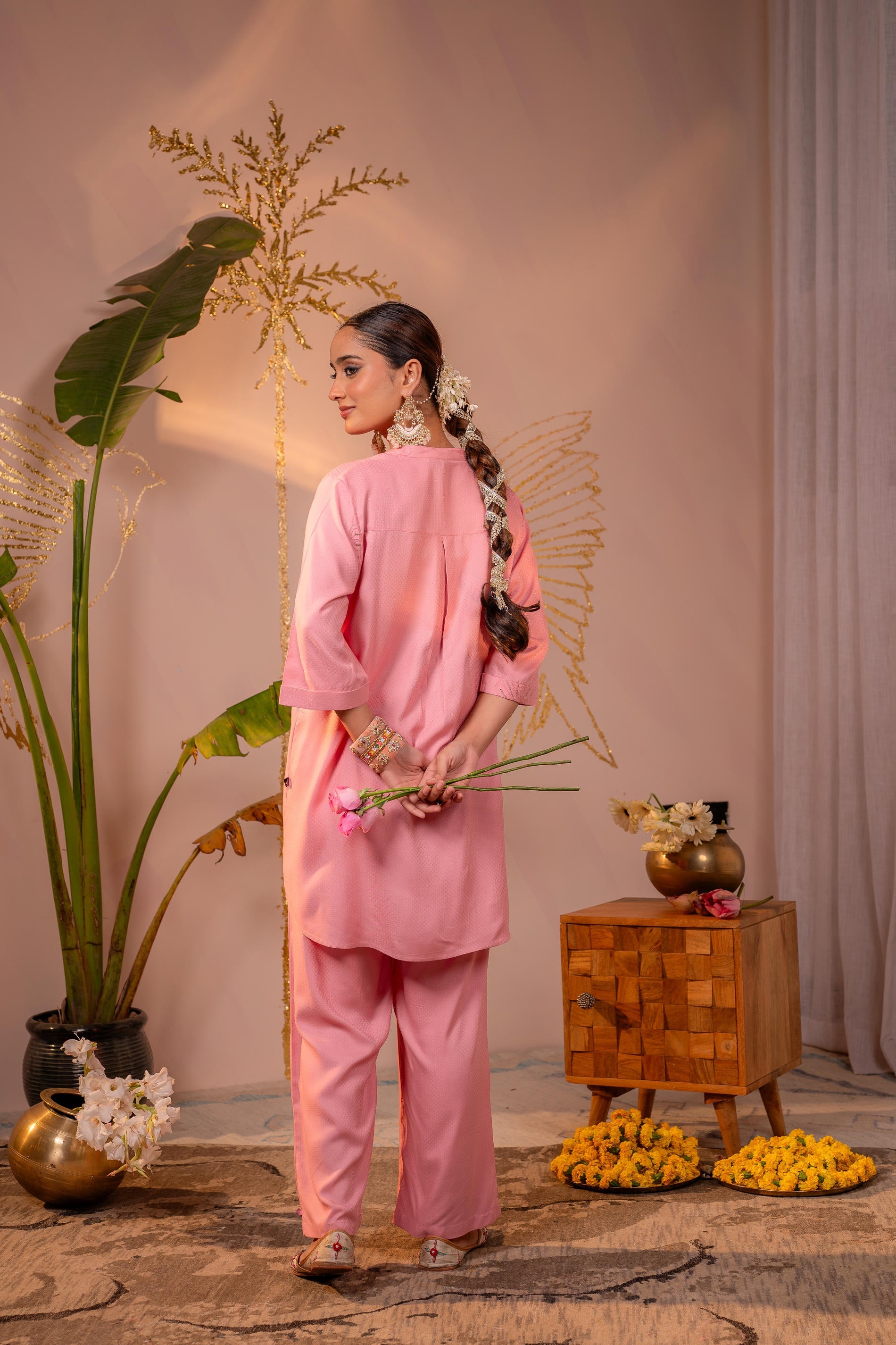 Juniper Pink Whisper Embroidered Comfort Co-ord - Distacart