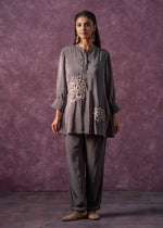 Thumbnail for Juniper Viscose Grey Embellished Tunic And Pant Co-Ord Set With Bead Details
