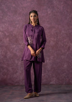 Thumbnail for Juniper Viscose Purple Embellished Tunic And Pant Co-Ord Set With Bead Details