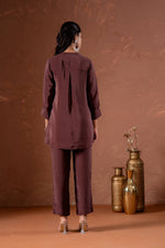 Thumbnail for Juniper Coffee Brown Embellished Viscose Co-Ord Set With Bead Detailing
