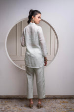 Thumbnail for Juniper Mintgreen Solid Viscose Shirt, Cami And Pant Co-Ord Set With Sequence And Zari Work - Distacart