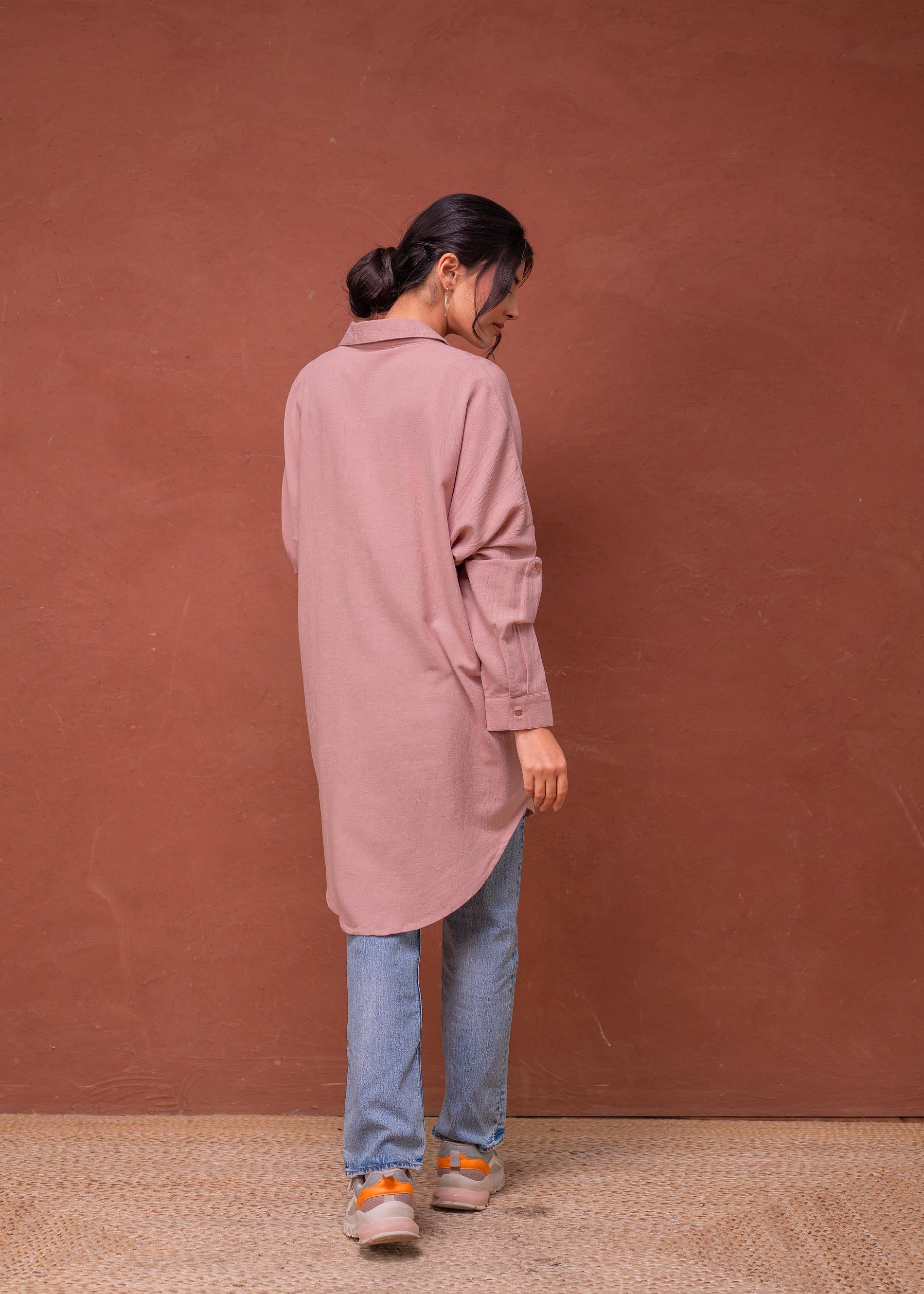 Juniper Viscose Linen Dusty Pink Embellished Shirt With Sequin & Bead Details