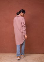 Thumbnail for Juniper Viscose Linen Dusty Pink Embellished Shirt With Sequin & Bead Details