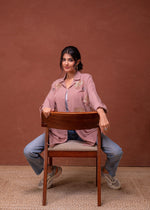 Thumbnail for Juniper Viscose Linen Dusty Pink Embellished Shirt With Sequin & Bead Details