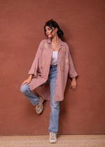 Thumbnail for Juniper Viscose Linen Dusty Pink Embellished Shirt With Sequin & Bead Details