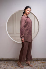 Thumbnail for Juniper Brown Embellished Viscose Co-Ord Set With Bead Details