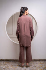 Thumbnail for Juniper Brown Embellished Viscose Co-Ord Set With Bead Details
