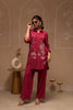 Juniper Rose Pink Embroidered Viscose Co-Ord Set With Thread Work Detailing - Distacart