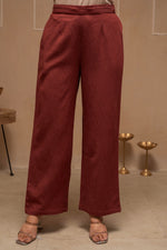 Thumbnail for Juniper Brown Embellished Viscose-Linen Co-Ord Set With Sequin Detailing