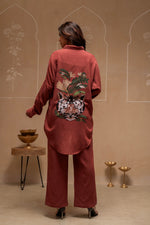 Thumbnail for Juniper Brown Embellished Viscose-Linen Co-Ord Set With Sequin Detailing