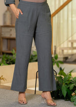 Thumbnail for Juniper Grey Embellished Viscose-Linen Co-Ord Set With Sequin Detailing